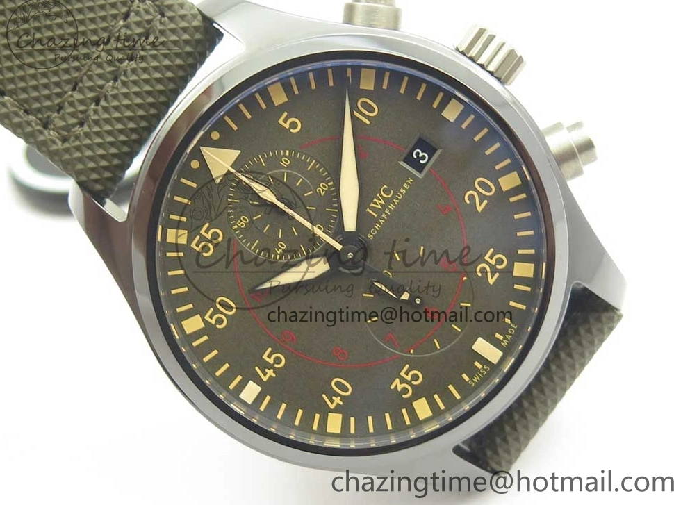 MIROTIME 0216 Classic PILOT IW389001 ZF 1:1 Best Edition Ceramic Case Green Dial on Green Nylon Strap A7750 (Function Same As Genuine) 7160